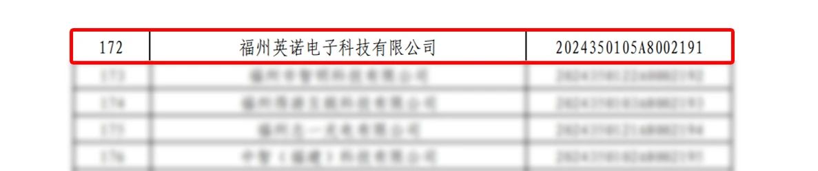 喜報｜熱烈祝賀英諾科技榮獲2024年福建省“科技型中小企業”稱號